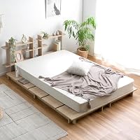 Amazon｜タンスのゲン ベッド ダブル 飾れる 宮棚付き ステージベッド