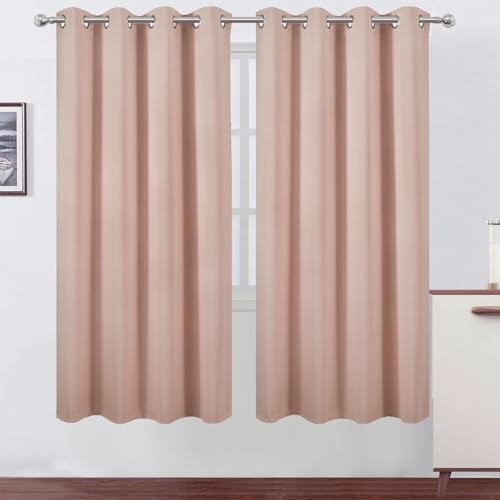Image of LEMOMO Blackout Curtains 66 x 72 Inch Long Blush Curtains Set of 2 Panels Room Darkening Curtains for Bedroom and Living Room