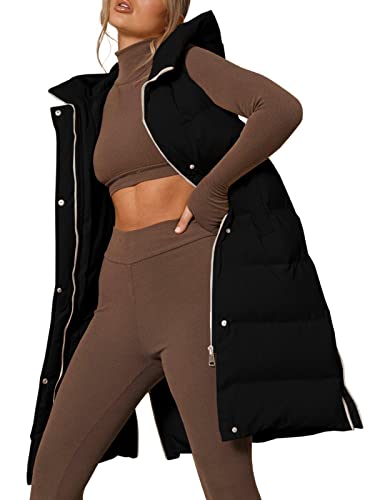 Inorin Womens Down Vest with Stand Collar Thick Hooded Sleeveless Long Coats Jacket