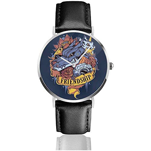 Unisex Business Casual Amistad Tattoo Dig-Imon Gabumon y Metal Gabumon Relojes Reloj...
