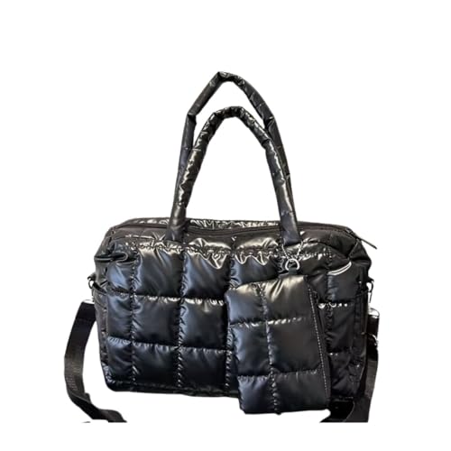 Bolsa Puffer Feminina Shopper, Acolchoada, Nylon, 36x25x17cm, Preta