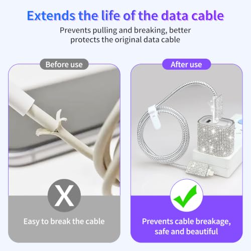 Image of Aolcev for iPhone Charger Fast Charging Bling USB C Wall Charger Block 30W Type C Cord Fast Charging Blocks with USB C Cable for iPhone 17 16 15 Pro Max iPad Galaxy S26 Bling Phone Charging for Women