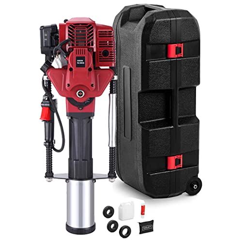 Destornillador de postes de gasolina con maletín de transporte y kit de herramientas Aldaba de valla de 4 tiempos 50/70/100 mm Destornillador de pilotes Martillo perforador