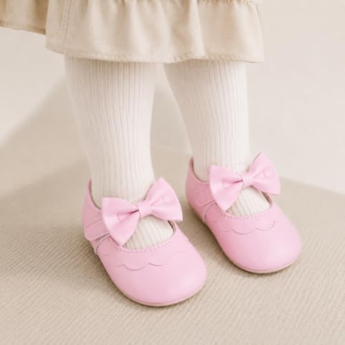 VIFUUR Baby Girls Mary Jane Flats, Bowknot Soft Sole Pre Walker Shoes by VIFUUR - Used condition - Image 2