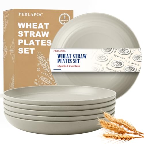 Image of 9In Wheat Straw Plates,Dishwasher & Microwave Safe Plate,LightGrey