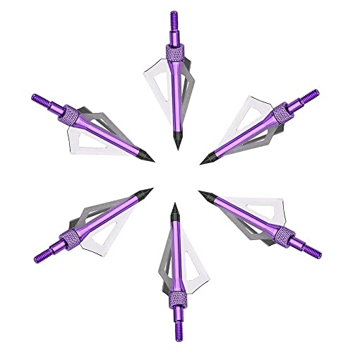 Toparchery 12Pcs Broadheads 3D Arrowhead 100 Grains Hunting Purple Arrowheads Broadhead For Carbon Arrows Aluminum Arrows And Fiberglass Arrows #TOP1