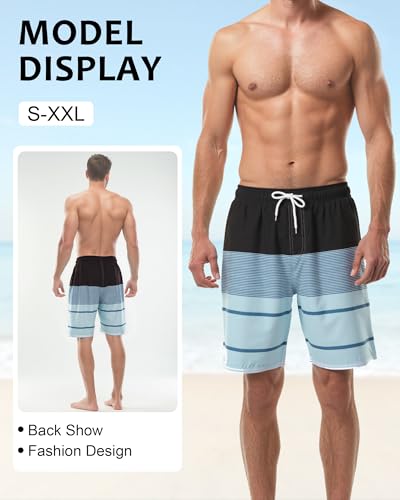 Image of Mens Swim Trunks with Compression Liner 2 in 1 Quick Dry Swimming Shorts Swimwear Bathing Suits with Pockets, 9 inch-Mixed Color,S