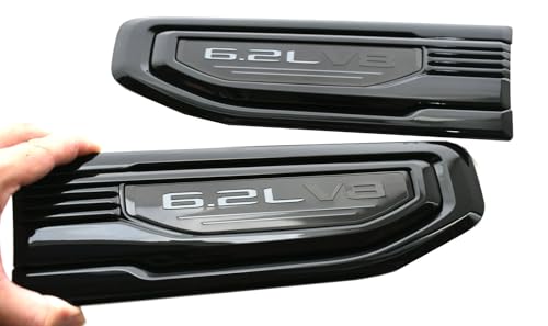 Image of Pair New 6.2L V8 Vent Emblems Kit 3D Driver Passenger Side Badge Compatible with 2019-2026 GMC Sierra GM 85160715 86532094 (6.2L V8-Black Grey)