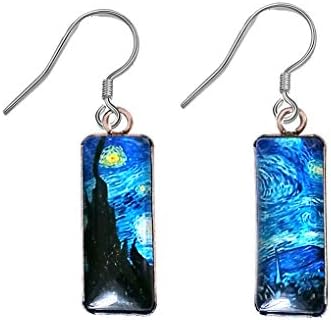 Van Gogh Painting Starry Sky Sunflower Drop Dangle Earrings For Women Girls Abstract Art Earrings Charm Jewelry (Starry sky)