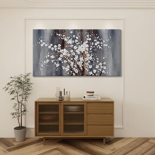 AJAZIKO Plum Blossom Canvas Wall Art Brown Wall Decor Living Room Bedroom Pictures for Over Bed Framed Artwork for Wall Modern Canvas Paintings for Decorations Office Decor by AJAZIKO - Used condition - Image 8