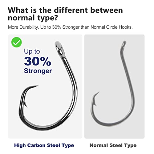 Ucec Fishing Circle Hook Wide Gap In-Line For Saltwater Freshwater, 50Pcs High Carbon Steel Fishing Hooks For Tuna, Carp, Catfish, Bass, Amberjack And More, Size 4/0, 5/0, 6/0, 7/0, 8/0 #TOP2