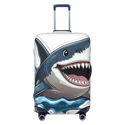 Shark In The Sea Elastic Travel Luggage Cover, Washable Spandex Suitcase Protector, Anti-Scratch Fits 18-32 Inch