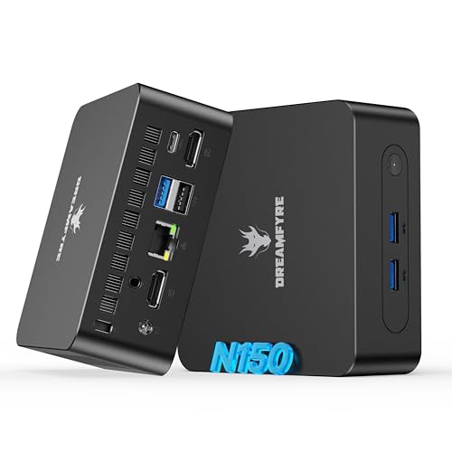 DREAMFYRE Mini PC Twin Lake N150 (Mejor Que N100, hasta 3,6 GHz), 16 GB RAM 512 GB M.2 SSD, Mini PC Dual Display, WiFi 5/Bluetooth 4.2/USB 3.2/Gigabit Ethernet/VESA/W11 P, Micro PC para Escritorio