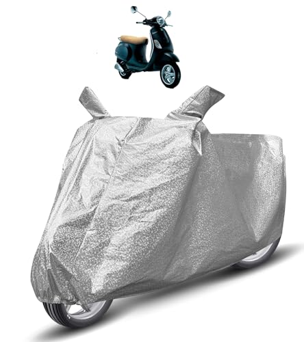 Image of Auto Hub Waterproof Scooty Cover Compatible with Vespa Dustproof, UV Protection Two Wheeler Scooty Vespa Cover - Metallic Silver