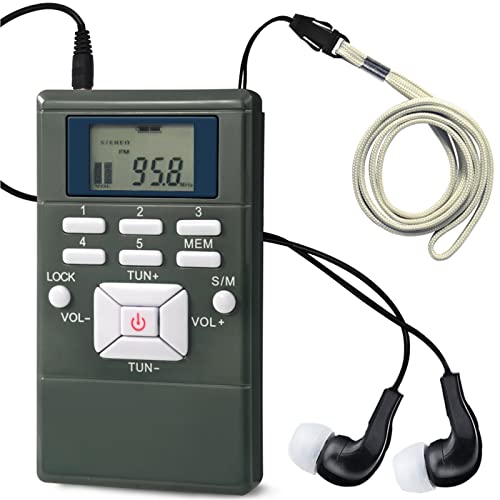 ZHIWHIS Mini Portable FM Radio, Stereo LCD Digital Display Tuning Pocket Walkmen Transistor Conference Receiver with Earphone, Small Pocket Radio Operated by AAA Batteries for Walking/Running by ZHIWHIS - Used condition - US$8.88