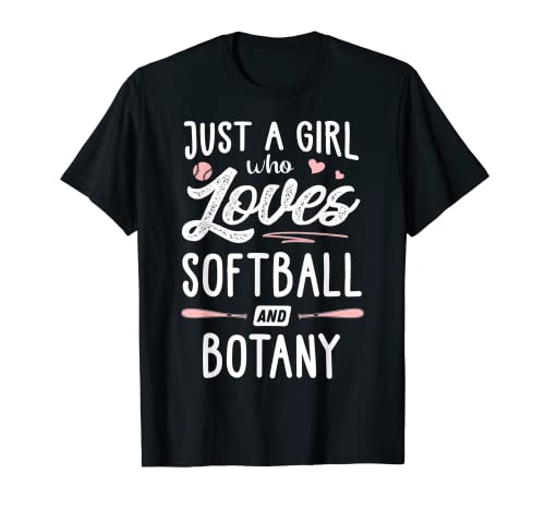 Just A Girl Who Ama Softball E Botanica Regalo Donne Maglietta