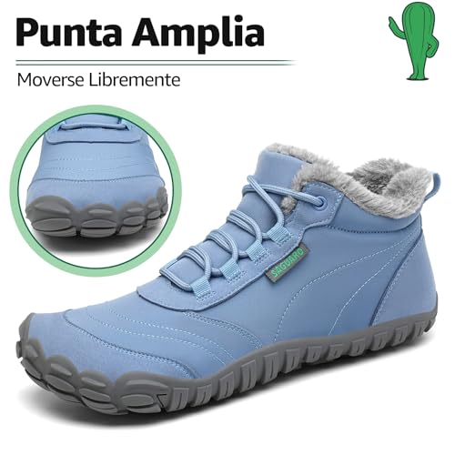 Miniatura 2 de Saguaro Botas Mujer Invierno Botines Hombre Cálido Botas Para Nieve Botines Outdoor Barefoot Zapatos Invierno Zapatillas Minimalistas Azul Claro,Eu Gr.38