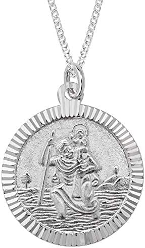 Aeon Silver St Christopher Necklace - 925 Sterling Silver Pendant, Mutiple Sizes