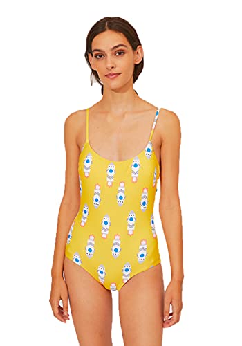 Maillot de bain imprimé fusée jaune confortable taille 40 pour sublimer la silhouette