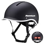 Aomiun Bike Helmet with USB Rechargeable LED Rear Light, Adjustable Cycling Helmet with Visor, Mountain Bike Scooter Helmets for Adult Men Women Night Riding (M 55-58CM)