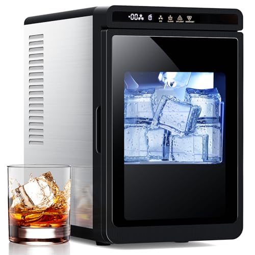 Image of COWSAR Clear Ice Cube Maker with CrystalFlux Technology, 3 Crystal Ice Cube in 20Mins, 155pcs/Day, Auto-Cleaning, 24 Timer, Portable Ice Cube Machine, Great for Cocktails, Whiskey & Bourbon