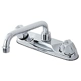 Kingston Brass KF101 Americana 8-Inch Brass Tubular Spout Kitchen Faucet Twin Metal Handles, Polished Chrome