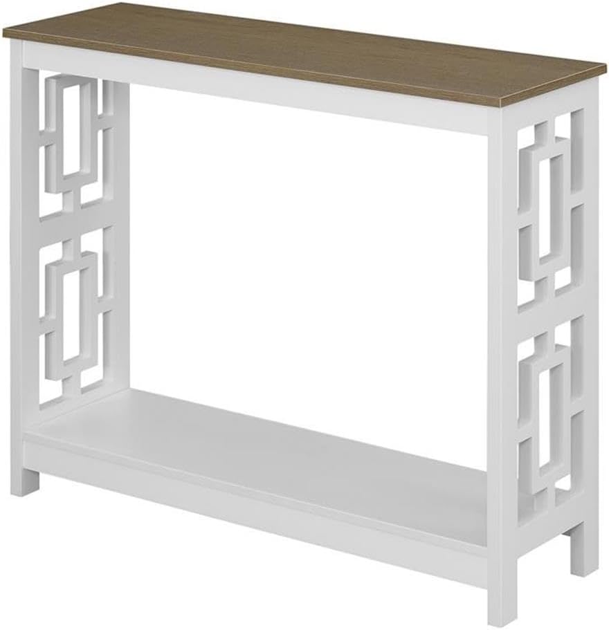 Convenience Concepts Town Square Console Table with Shelf, Driftwood/White