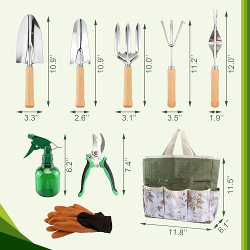 Set de Herramientas de Jardín 9 Piezas con Bolsa Tote miniatura 5