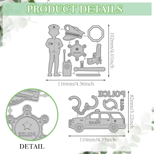 MAYJOYDIY Police Theme Die Cuts Police Badge Hat Car Metal Cutting Dies Stop Road Signs Carbon Steel Stencil Template for Paper Card Making DIY Scrapbooking Album Craft Decor - Image 2