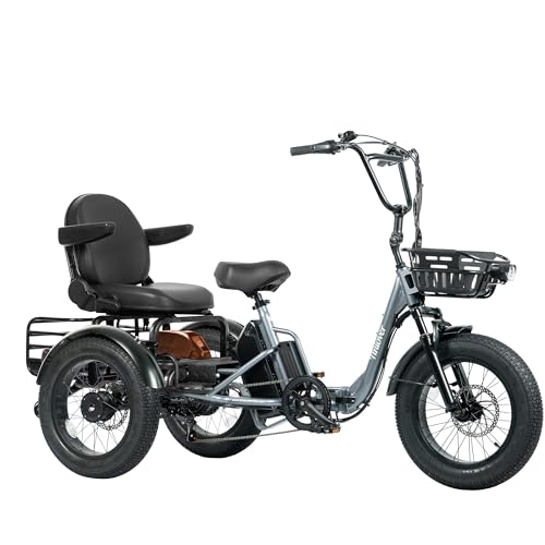 TINIOVER Creek Folding Electric Tricycle for Adults 2 Seater, 20MPH 80 Miles 4