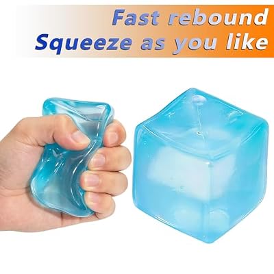Blue Cube Stress Ball, Soft Silicone Squeeze Toy, Sensory Fidget Relief,Super Solid & CrushResistant (Blue)