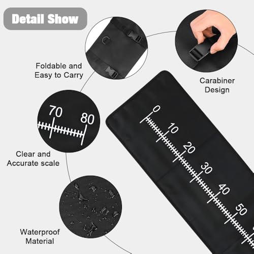 Casenly Angeln Abhakmatte, 98x30.5cm Karpfen Matte Faltbare, Fishing Abhakmatte mit Maßband, Tragbar Measure Mat für Anfänger Angler zum Spinnfischen Raubfische Outdoor (Schwarze)