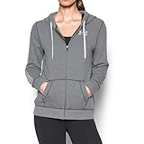 Under Armour Women's Favorite Fleece Full Zip, Carbon Heather/White, Medium