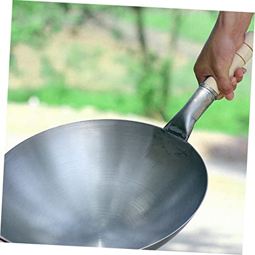 Wok de hierro grueso con mango resistente gris miniatura 5