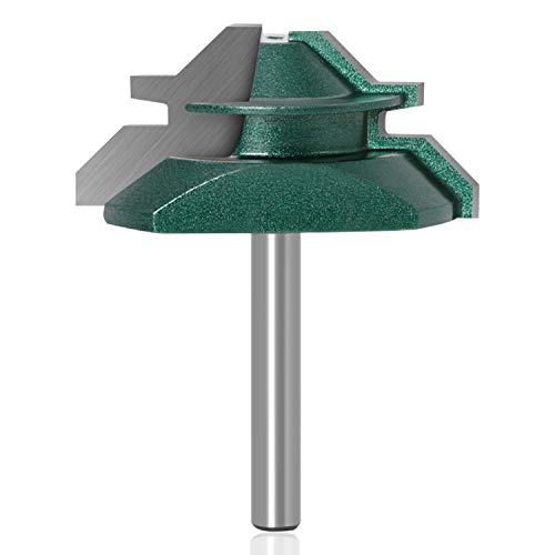 Yakamoz 45 Degree Lock Miter Router Bit 3/4-Inch Stock Corner Locking Miter Joint Router Bit with 1/4 Inch Shank Router Cutter Woodworking Tool