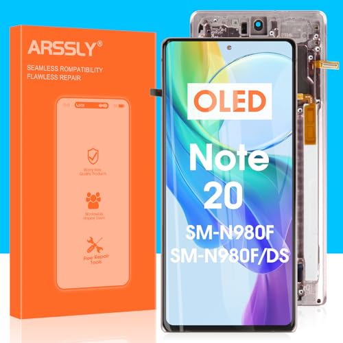 OLED for Samsung Galaxy Note 20 LCD Screen Replacement - LCD for Samsung Galaxy Note20 Digitizer Touch Screen for Galaxy Note20 LCD Display SM-N980F SM-N980F/DS Panel Assembly Bronze with Frame
