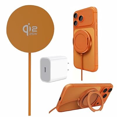 25W Magnetic Wireless Charger :Qi2.2 Qi2 Compatible with MagSafe Fast Charger for iPhone Air 17e 17 16 15 14 Pro Max Samsung Galaxy S26 S25 Google Pixel 10 & AirPods, with Kickstand