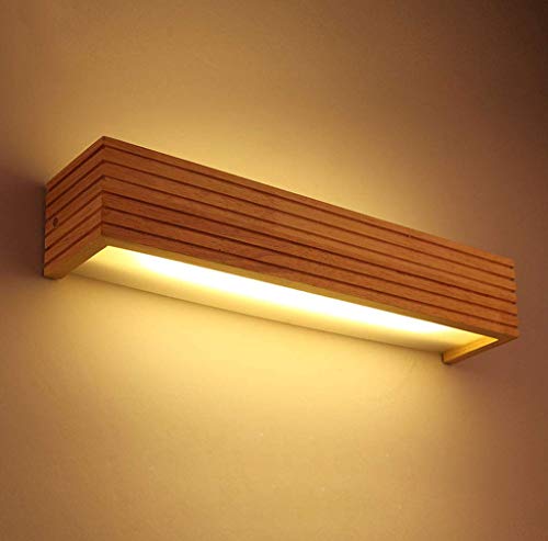 Lámpara de pared Led de madera maciza Escaleras nórdicas de troncos Pasillo Mesita de noche Dormitorio Luz Baño Espejo de maquillaje Faros (35cm 45cm 55cm) (Tamaño: 45cm)