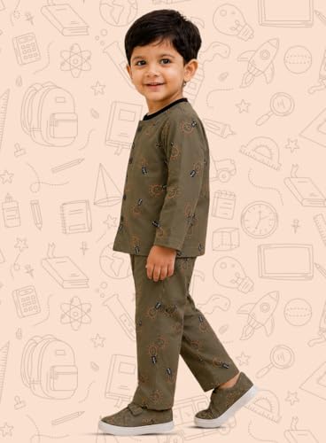 Image of 3BROS Cotton Bodysuit Dress with Full Pajama and Full Sleeves Night Suit Top Combo Set for Boys & Girls Baby Home Wear and Sleepwear Pack of 1