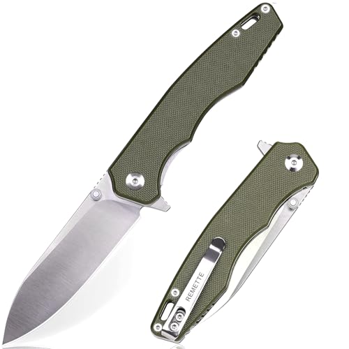 REMETTE Pocket Knife Handfeel, 9Cr18MoV Blade Folding Pocket Knife with G10 Durable Handle, Everyday Carry EDC Pocket Knife with Pocket Clip, Sharp Home Camping Practical Pocket Knife