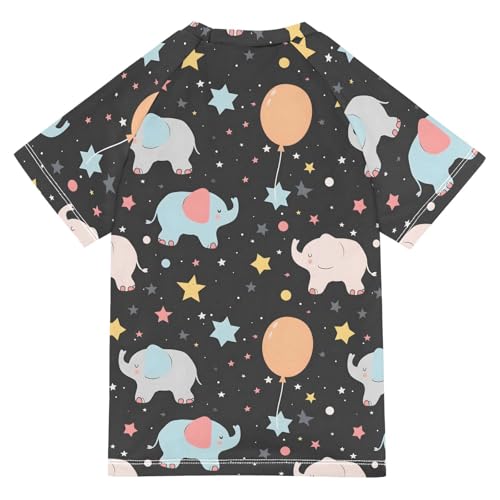 ALAZA Kids Rash Guard Girls Boys Toddler Swim Shirts Short Sleeve Elephant Balloon Star UPF 50+ 3T2