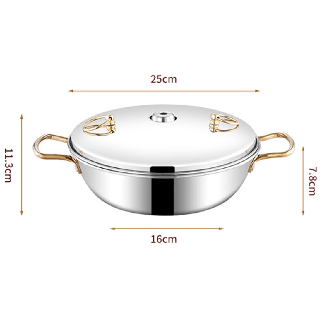 Olla de Acero Inoxidable, Olla Antiadherente con Tapa, 25 cm, Ideal para reuniones de 4-6 Personas, Comidas al Aire Libre, para Placas de inducción y cocinas de Gas
