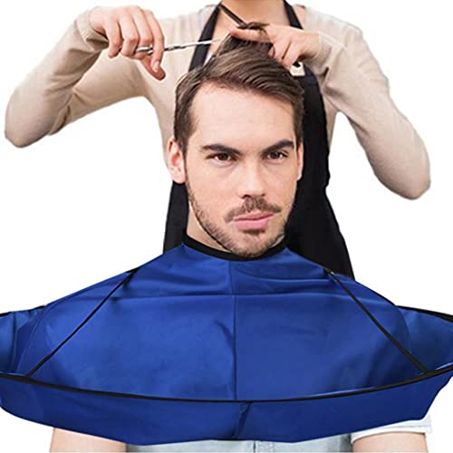 Adjustable Hair Cutting Cape for Adults/Kids, Anti-hair Fall & Foldable Haircut Cape Umbrella, DIY Hair Cape/Beard Hair Catcher for Salon Home Stylists, Portable Barber Cape for Men Women (Blue)