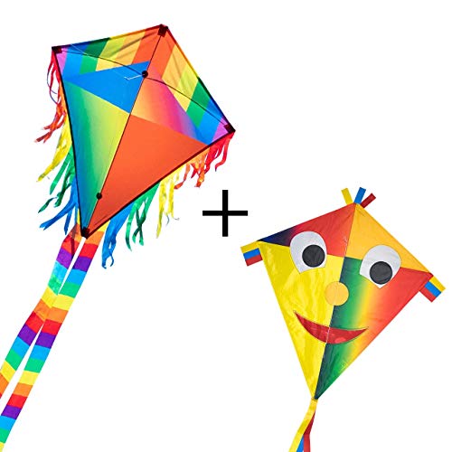 CIM Cometas - Joker Eddy [2er Set] - Happy Joker und Maya Joker - por niños con Edad a Partir de 3 años - 65x72cm - Cordón y Cola de la Cometa incluidos