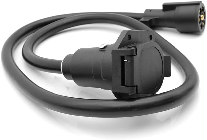 High Soar 4 ft 7 Way Trailer Extension Cord Double Prongs Connector 7 Pin Connector Wiring Cable Plug Extender Cord for Trailer RV Caravan Truck Van