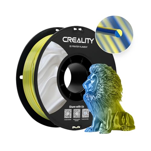 Image of Creality Silk PLA Filament Multicolor, Smooth, Silky 3D Printer Filament 1.75mm, + /-0.02mm, Enhanced Printability, 3D Printing Filament 1KG /2.2lb (Yellow-Blue)
