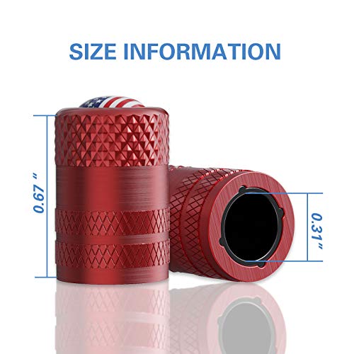 Image of CKAuto Tire Valve Stem Caps, Anodized Aluminum Tire Valve Cap Set | Corrosion Resistant, Universal Stem Covers for Cars Trucks Motorcycles SUVs and Bikes (Red-US)