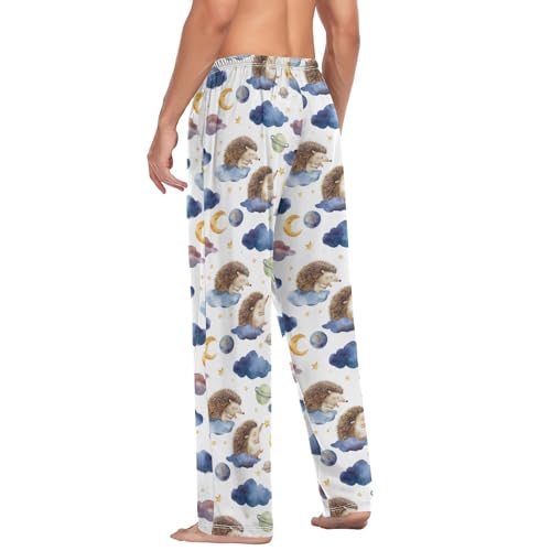 Aflyko Animal Men's Pajama Pants Hedgehog Cloud Watercolor Stars Pjs Sleepwear Bottoms3