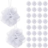 Sunnyray 200 Pcs Loofahs Bulk Bath Sponge Shower Luffas Exfoliating Body Scrubber Packs Soft Mesh Loofahs Balls Travel Cleaning Wash Puff Bathing Accessories for Women Men, 20g (Pure White)