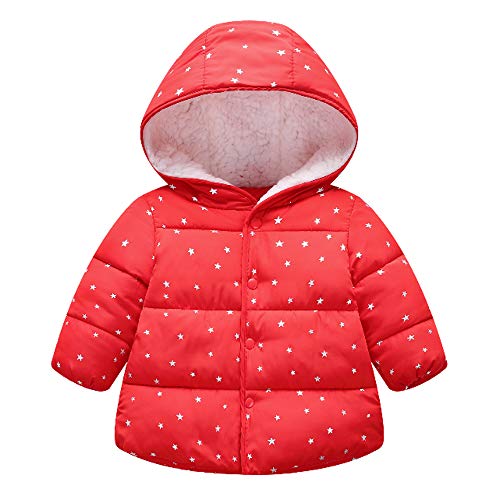 Ding Dong Baby Kid Girl Winter Hooded Star Coat(Red,1T)